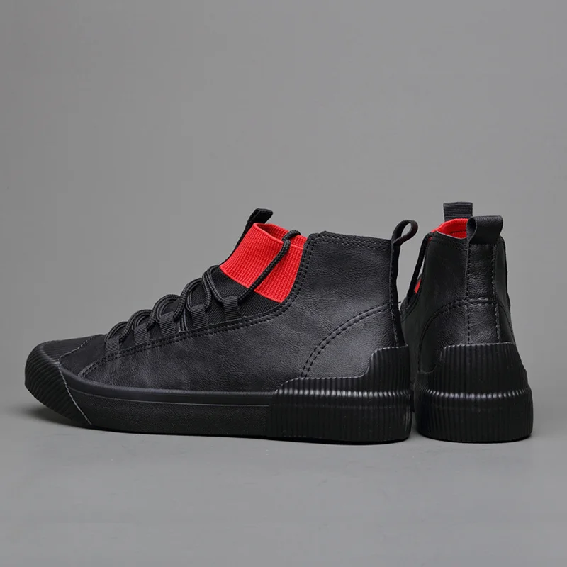 

2021 Autumn New Men's Fashion Boots Korean Black High Top Shoes Men Wear-resisting Loafers Designer Leisure Vulcanized Shoes