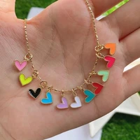 50pcsdainty small colorful heart shape enamel charm all colors tiny heart charms pendant for jewelry necklace earrings making