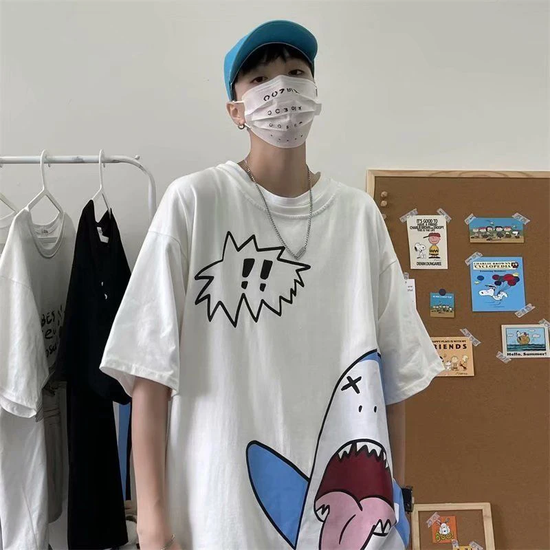 Футболка Мужская/женская с мультяшным аниме принтом оверсайз|Мужские футболки| |