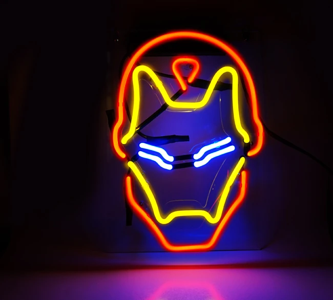 

Neon Light Sign Custom Name Beer Bar Home Decor Open Store Lamp Display Iron man 14''X9''