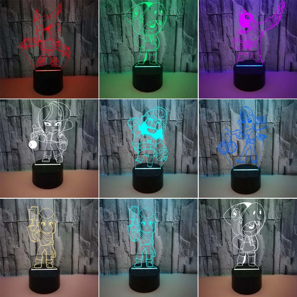 Горячая игра с героями из мультфильмов 3D светодиодный Ночной светильник 7 Цвет
