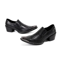 black alligator pattern men shoes high heels pointed slip on oxfords office formal dress