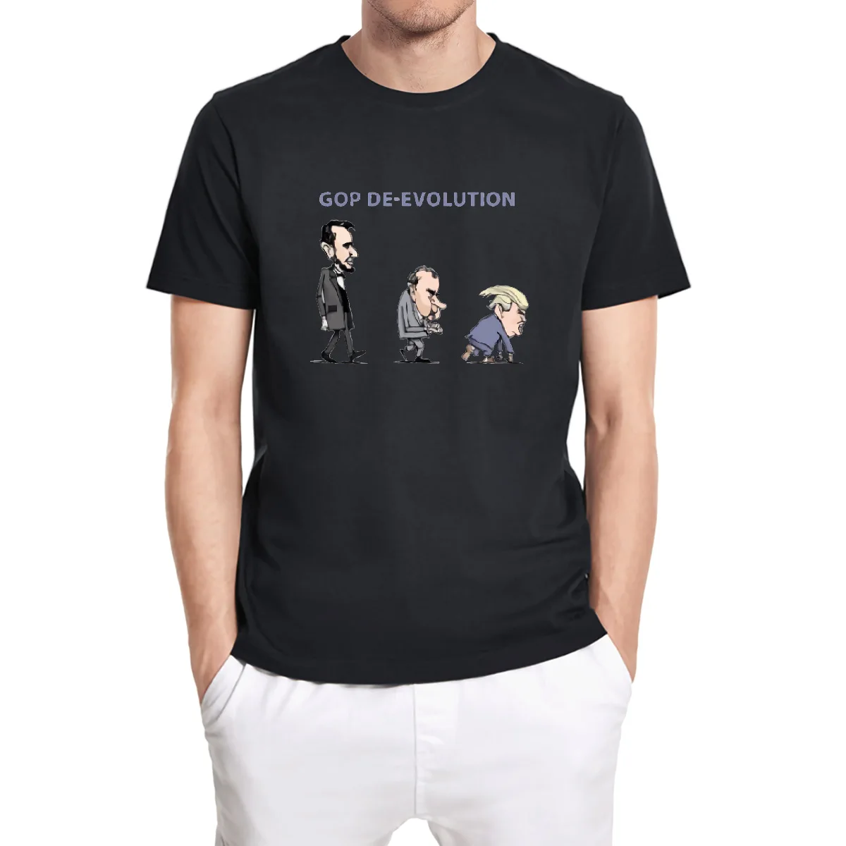

Gop De-evolution T Shirt Funny Unisex Shirt Men's T-shirt Leisure Comfortable Cotton Basic Solid Summer O Neck Tops Tee