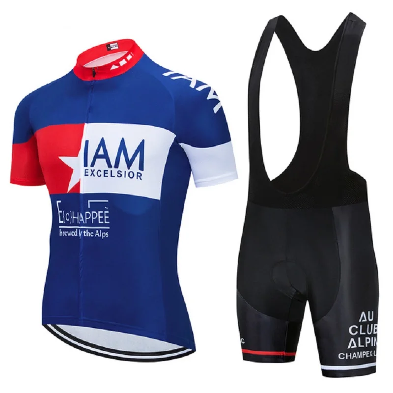 

2021 New Summer IAM Jersey Sets, Team Bike Riding Suits, Short Sleeve, Bib Pants, Quick-Drying, Breathable, Men's Sport Wear