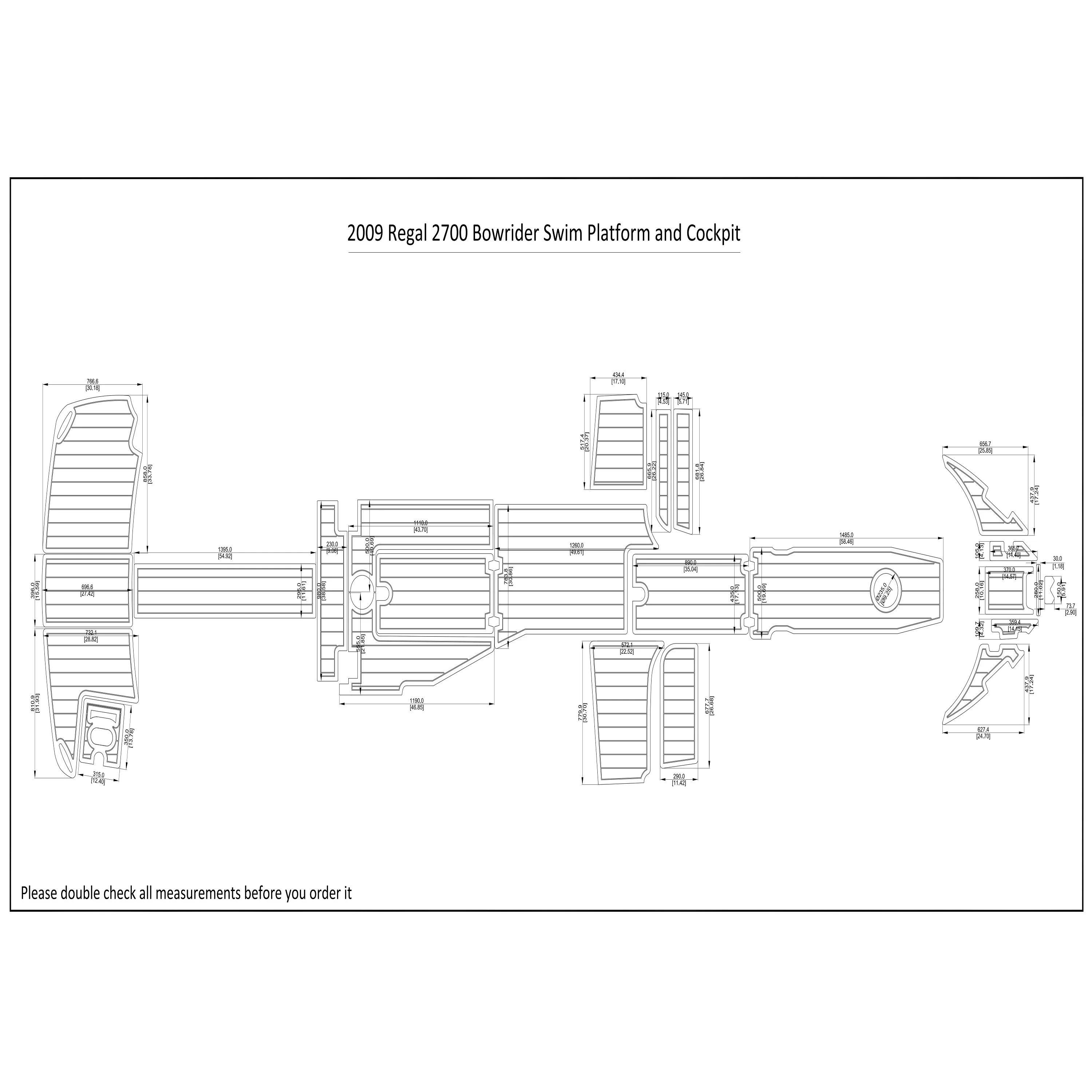 

2009 Regal 2700 Bowrider Плавающая Платформа кабина лодка EVA пенопластовый Тиковый напольный коврик