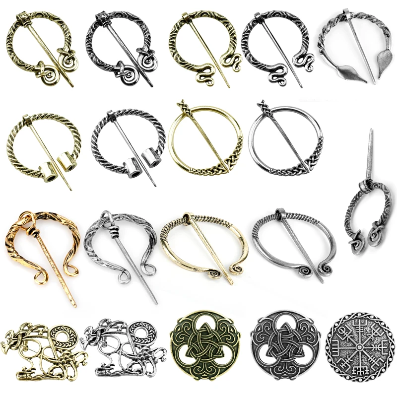 

31 Styles Medieval Viking Brooch Vintage Nordic Brooches Pins for Penannular Shoulder Shawl Scarf Clasp Cloak Pin Men Women Gift