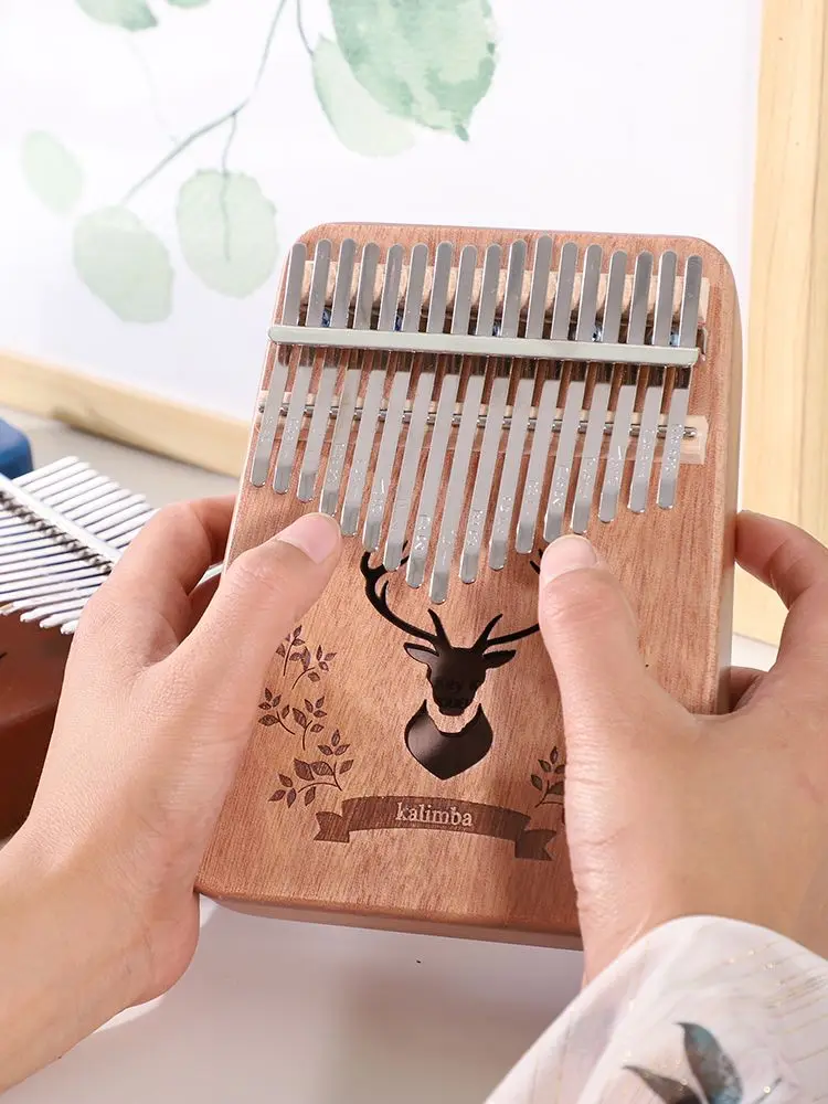 17 Key Kalimba Thumb Piano， Mahogany， Mbira  Musical Instrument，African Finger Piano,With Tuning Hammer Kalimba Christmas Gifts