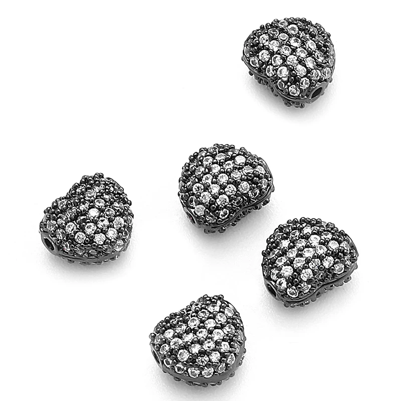 Atreus 5 шт./лот 8 мм в форме сердца мини бусины с отверстием AAA кубический цирконий