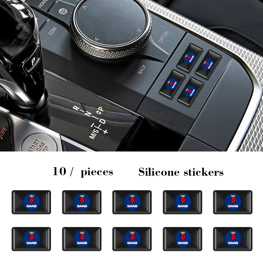 

10PCS Car 3D Abs Epoxy Sticker Resin Emblem Decals Small Decorative For SAAB 9-3 93 Radio Earo 9-5 9 3 9000 5 Auto Accessories