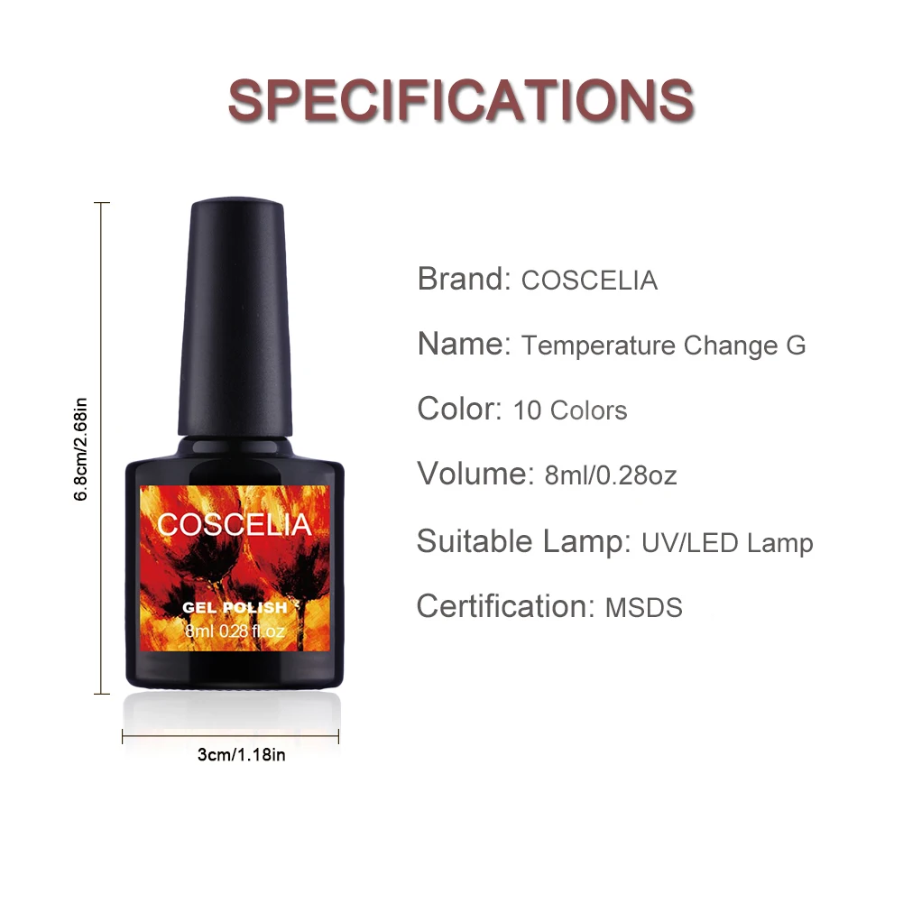 COSCELIA 8 мл Термокружка изменение УФ гель для ногтей замочить от и светодиодный