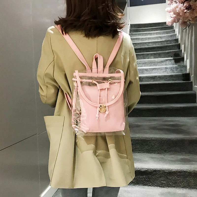 Летний Прозрачный женский рюкзак желеобразный школьный повседневные школьные