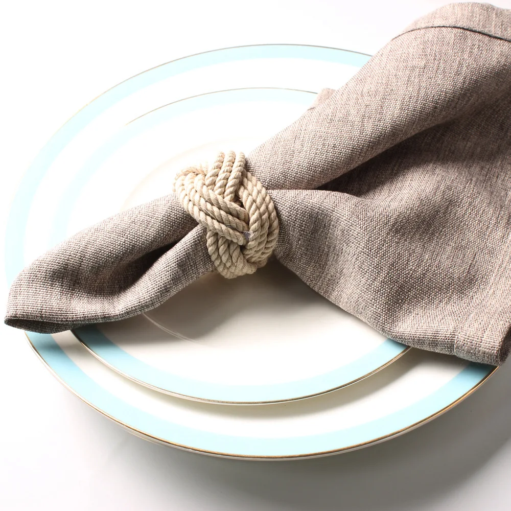 

2021 New Arrival Hot Sale 1pcs Model Room Natural Jute Napkin Ring Rope Woven Napkin Buckle Linen Rope Napkin Ring High Quality