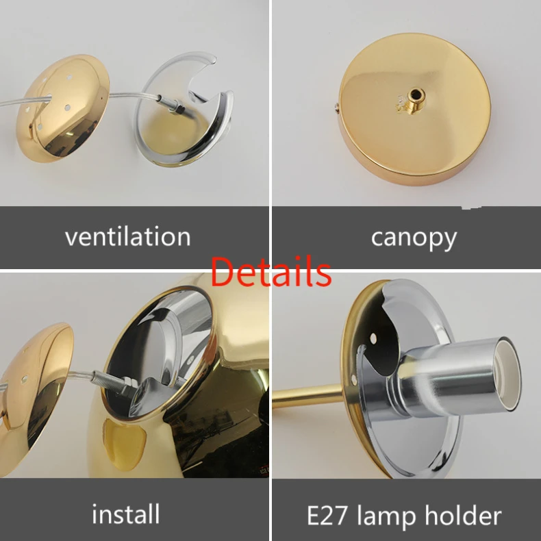 Стеклянные подвесные светильники в скандинавском стиле с зеркальным шариком