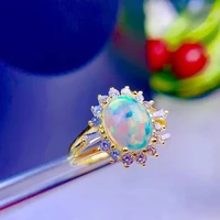 2022 cute woman rings korean fashion gothic accessories color opal inlaid zircon imitation gold ring gold jewelry anillos mujer