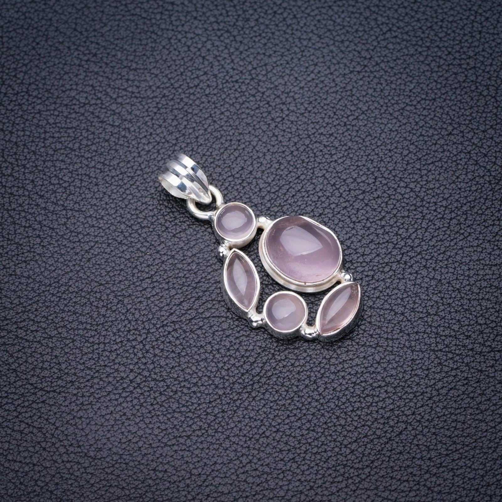 

StarGems Natural Rose Quartz Handmade 925 Sterling Silver Pendant 1.5" E4114