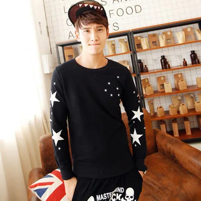 

Couple Sweatshirt Star Print Top Women Round Neck Long Sleeves Pullover T-shirt For Mens Streetwear Lovers Fashion Sweatshirts