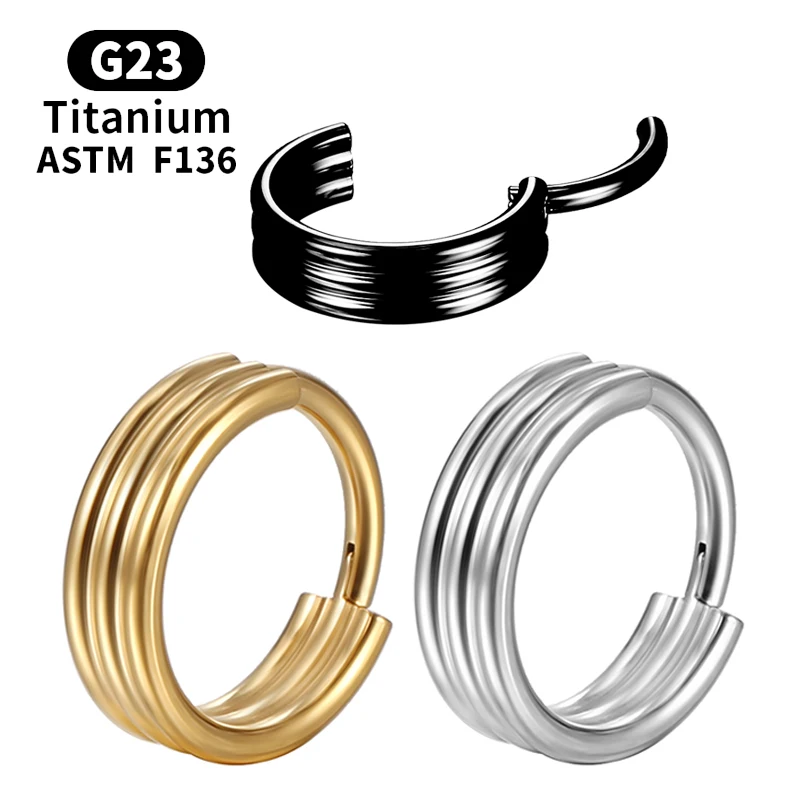 

G23 Titanium black septum clicker Nasal septum ring three rows cartilage Piercing Tragus Helix Sexy Earring Labret Body Jewelry