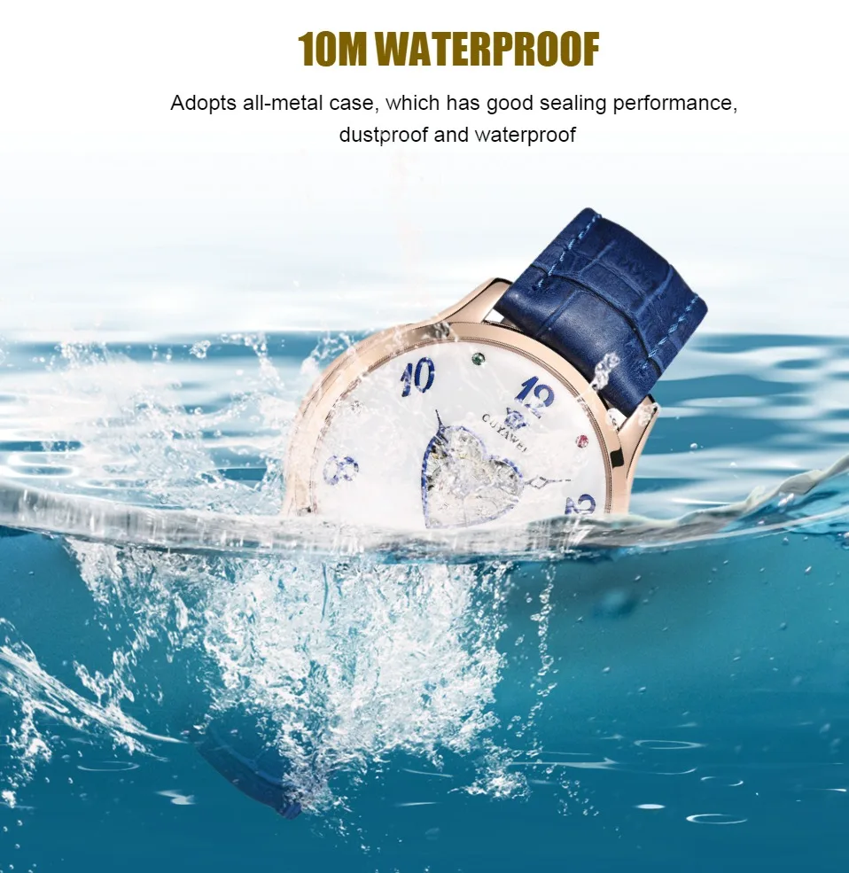 

Reloj Mujer OYW Fashion Woman Watch Mechanical Automatic Movement Wristwatch Blue Leather Band Lady Watches Female Clock Relogio