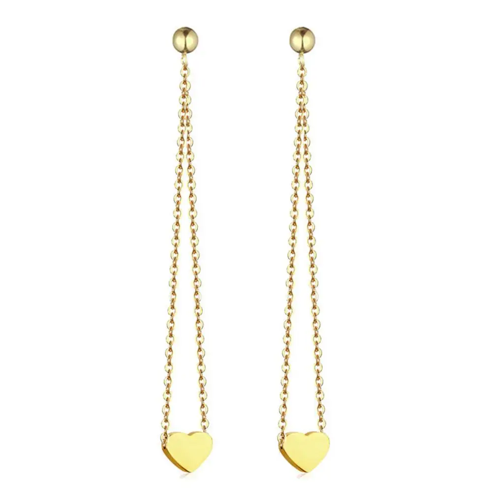 Купи Korean Women's Long Earring Gold Color Stainless Steel Star Moon Heart Charm Pendent Chain Tassel Earrings For Women Jewelry за 197 рублей в магазине AliExpress