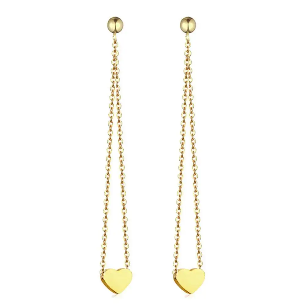 

Korean Women's Long Earring Gold Color Stainless Steel Star Moon Heart Charm Pendent Chain Tassel Earrings For Women Jewelry