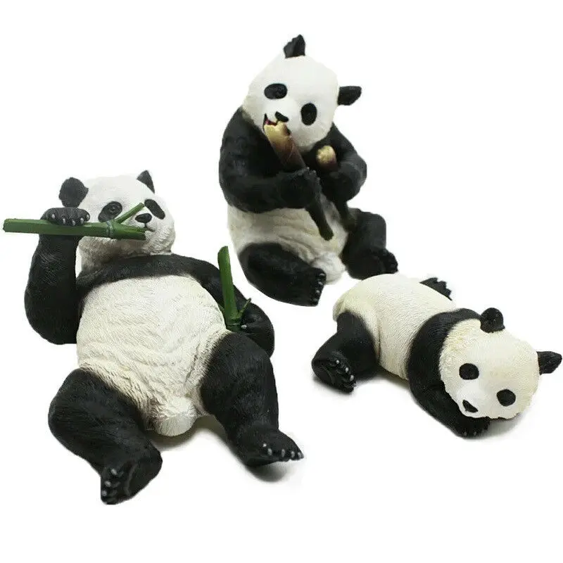 Семейная Съемная бамбуковая статуя панды фигурка животного модель для взрослых