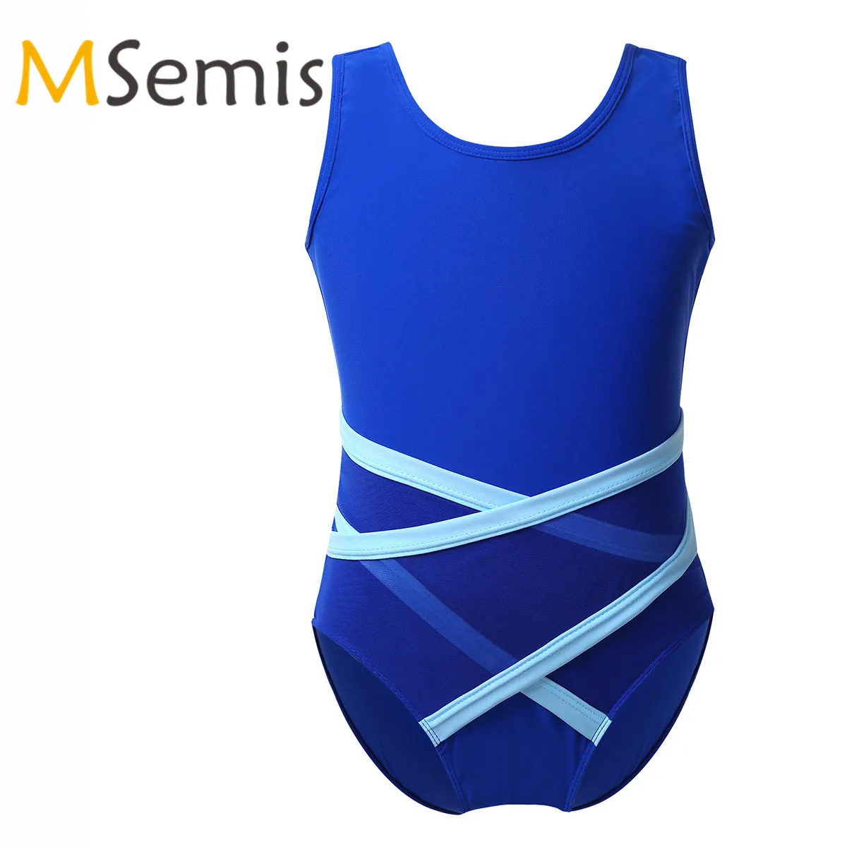

Kids Girls Gymnastics Leotard Bodysuit Fitness Sleeveless U-Shaped Back Strappy Waist Ballet Leotard Dance Jumpsuit Dancewear