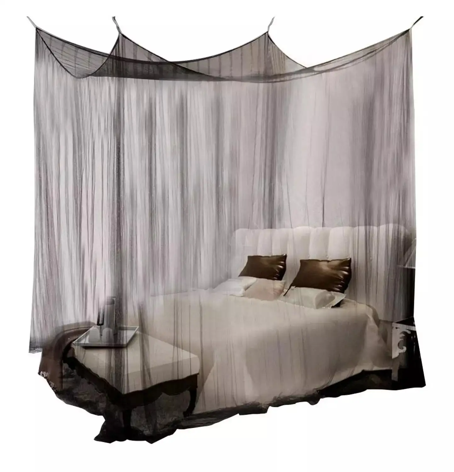 

Zerodis Mosquito Net Black White For Double Four Corner Bed Post Bed Canopy Mosquito Net Full Queen King Size Bedding