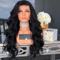 black synthetic lace wigs wavy for women glueless lace front wigs with baby hair pre plucked fiber hair