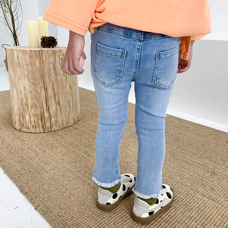 Весенне-летние модные джинсовые штаны для маленьких девочек повседневные