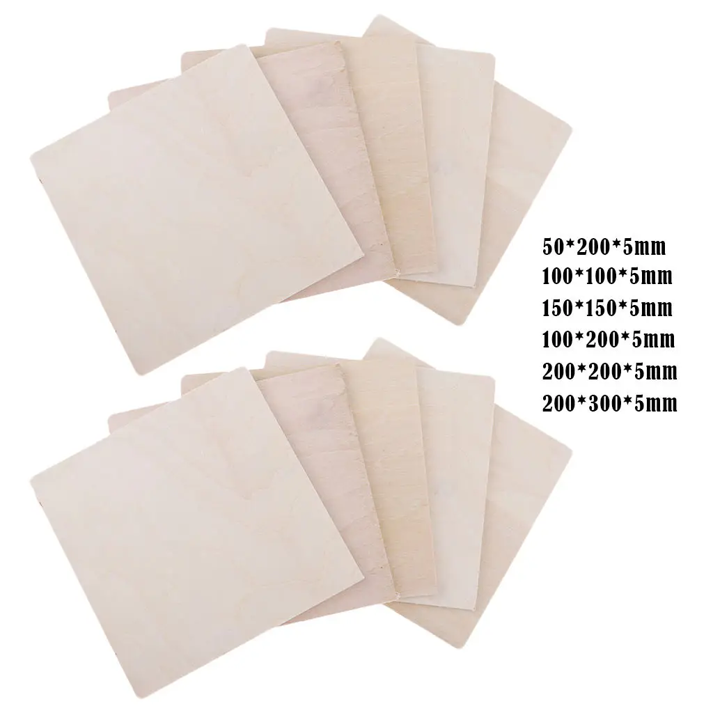 

Set of 10 Unpainted Solid Basswood Wood Sheets 5mm DIY Boat Toy Diorama Architecture Model Micro Landscape Model Making