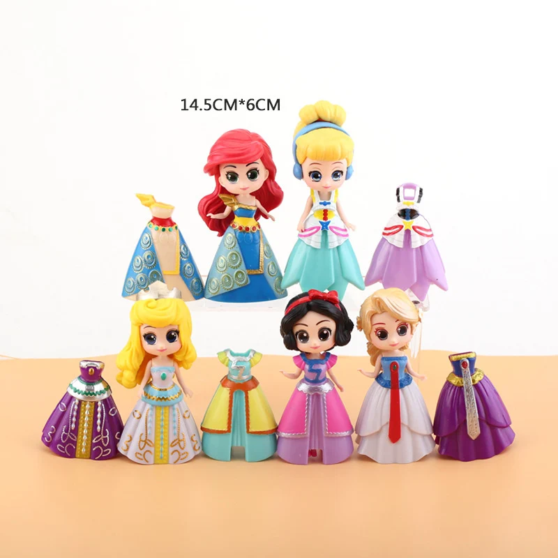 

Disney Anime Frozen Princess Snow White Rapunzel Cinderella Ariel Mermaid Action Figure Model Collection Doll Toys For Children