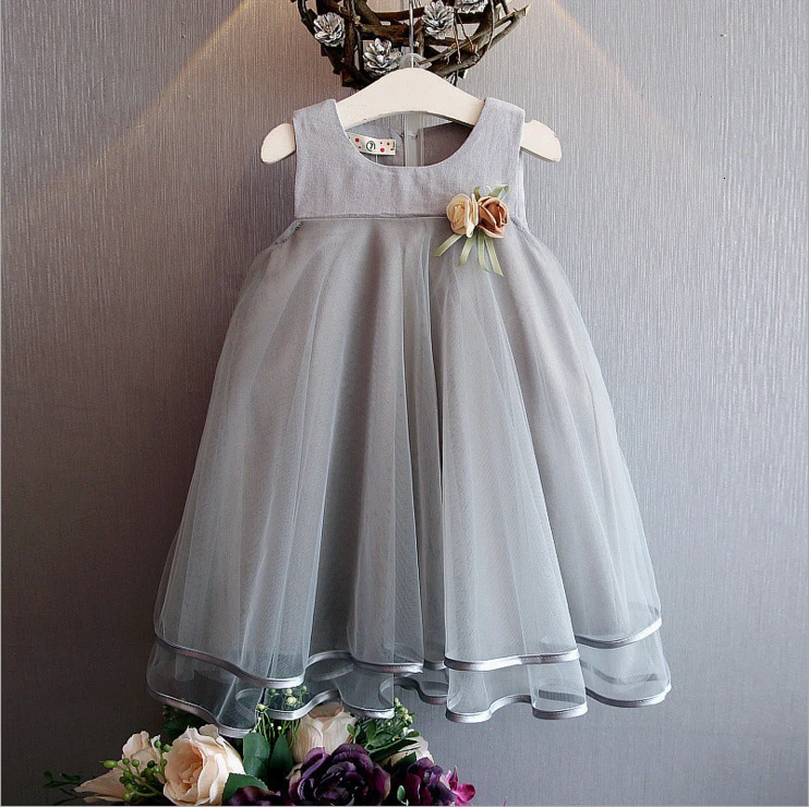 grey 200353 Красные детские платья для девочек; кружевное платье с фатиновой юбкой и цветочным узором; свадебные платья для маленьких девочек; вечерние платья для дня рождения; Детская осенняя одежда - Цвет: grey 200353