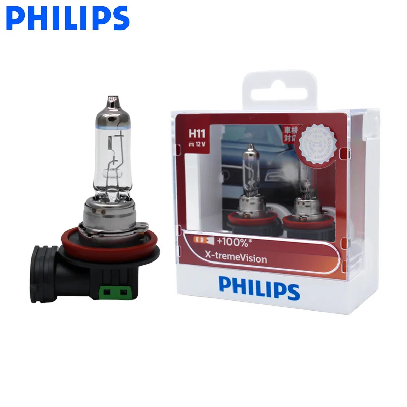 Philips H11 12V 55W PGJ19 2 X treme Vision автомобильная фара яркая лампа разрешение 100% больше