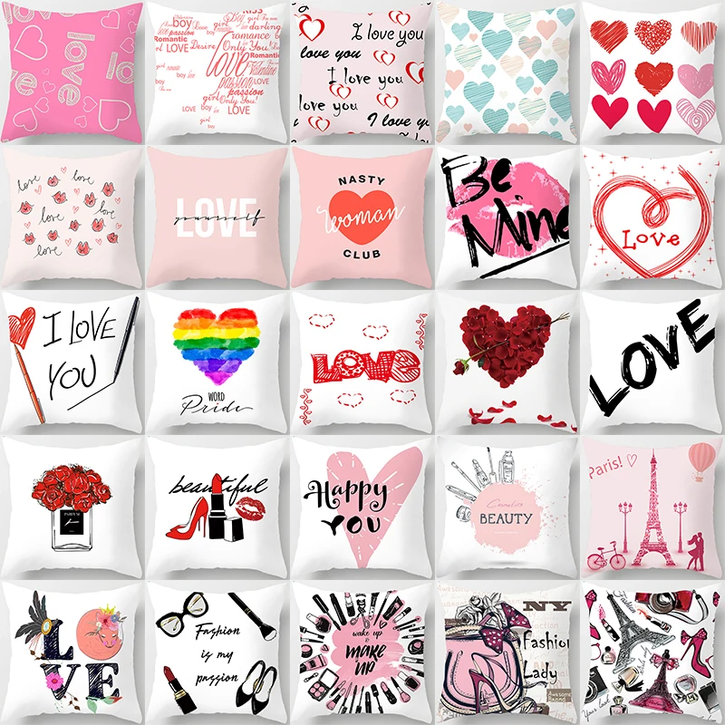 

hot style Valentine's Day hug pillowcase love love sofa cushion pillowcase custom square peach skin hug pillowcase