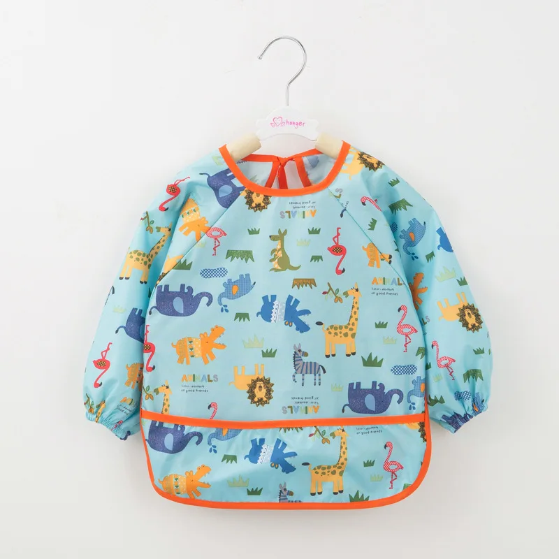 

Водонепроницаемая бандана слюнявчик милые Мультяшные детские нагрудники для малышей, Детский рисунок с длинным рукавом фартук для само ко...