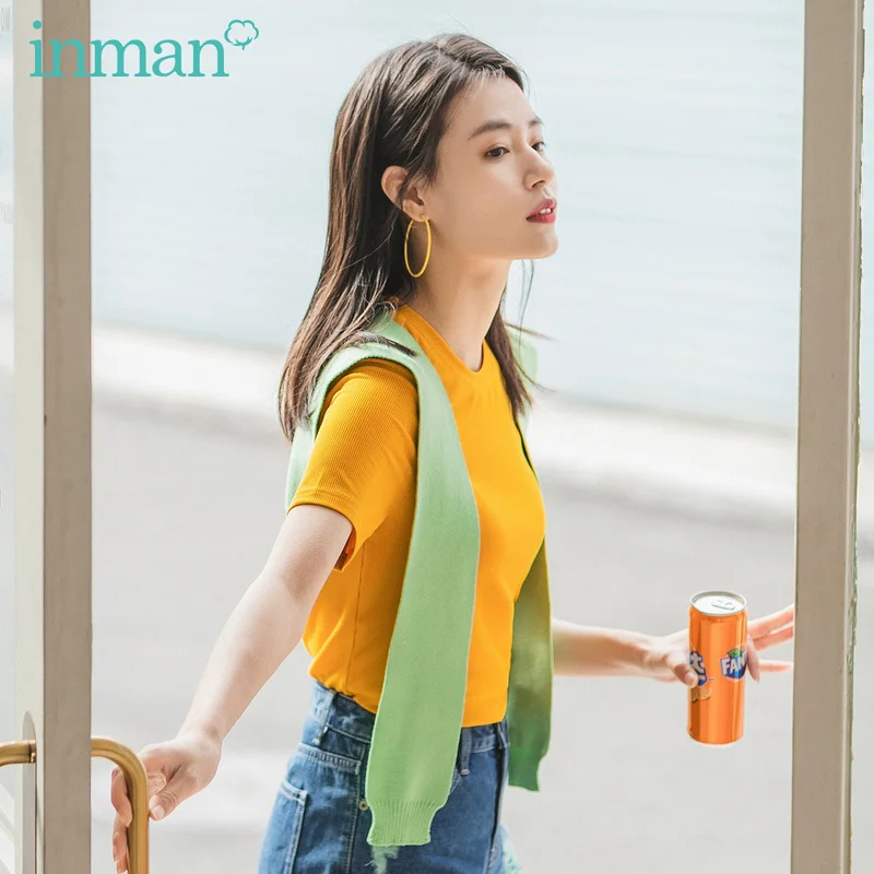 INMAN летняя футболка с круглым вырезом универсальная спортивная короткими