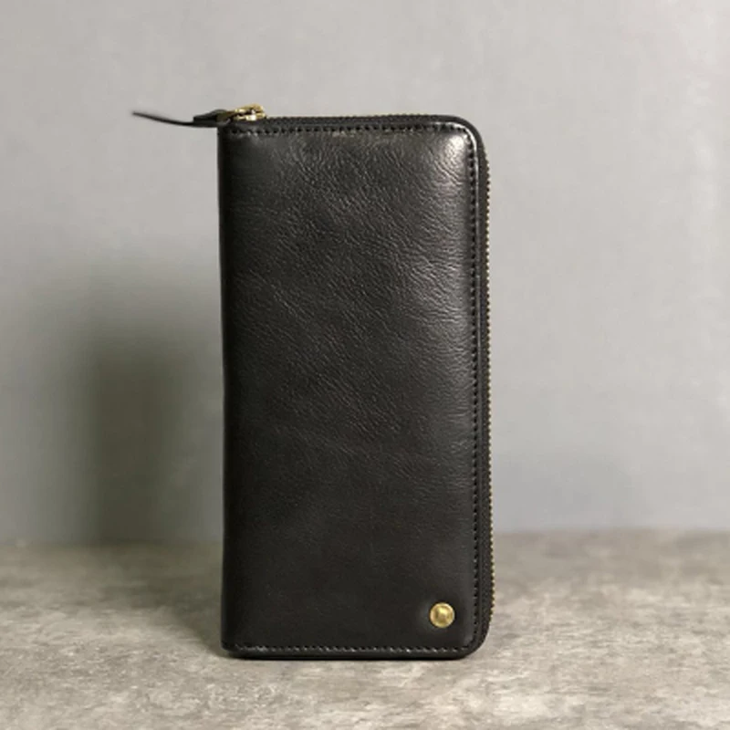 Large-capacity Clutch Leather Handbag Multifunctional Wallet Men’s Wallet Handmade Simple Long Phone Bag Genuine Leather