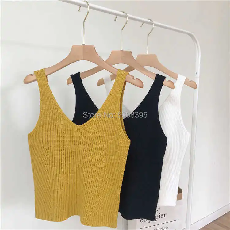 

Fashion Knit sweater Tank Top V-neck Cut Out back Sleeveless Knit Woman 2021 Autumn new Vest