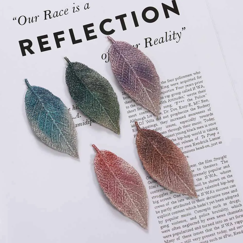 

Fashion Lady Gradient Leaf Side Clip Bangs Clip Embroidery Elegant BB Clip Girl Hairpin Korea Gradient Hairpin