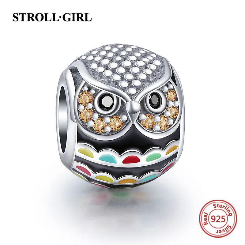 

Fit Pandora Браслеты Оригинальный Новый эмаль животных Сова серебро 925 очаровательные Бусины кулон стерлингового-серебро-ювелирные изделия для ...