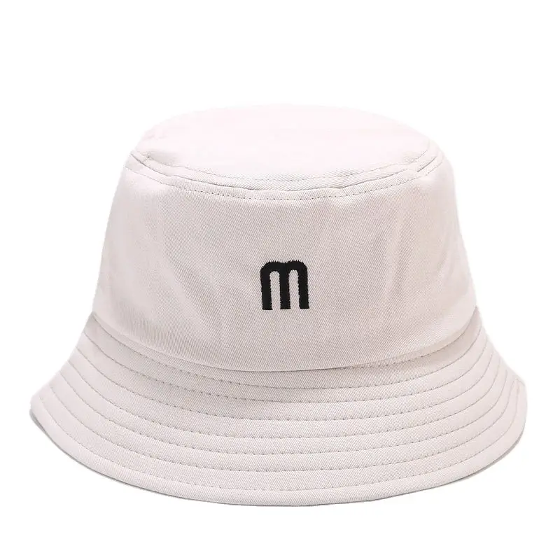 

New Women Bucket Hats M Letter Cotton Hat For Men Outdoor Sunscreen Sun Hat Feamle Panama Cap