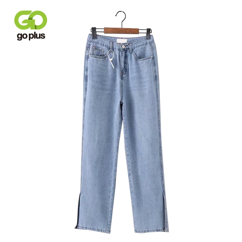 Джинсы GOPLUS женские с завышенной талией штаны из денима широкими штанинами