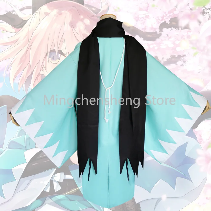 Fate Grand для Косплэй костюм FGO Okita Souji Сакура сабля полный набор зеленое пальто