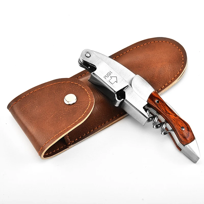 

Professional Wine Opener, Solid Wood Handle Wine Corkscrew with Beer Bottle Opener & Foil Cutter Wine Tool