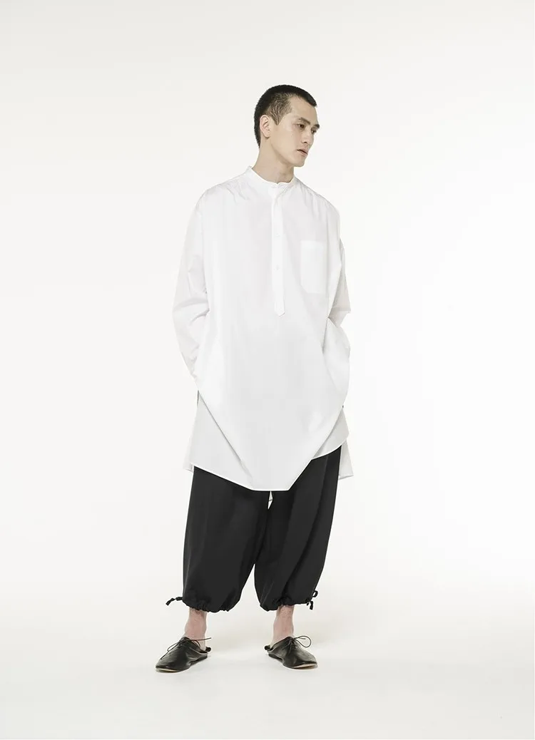 Рубашка мужская большого размера классическая сорочка средней длины с круглым