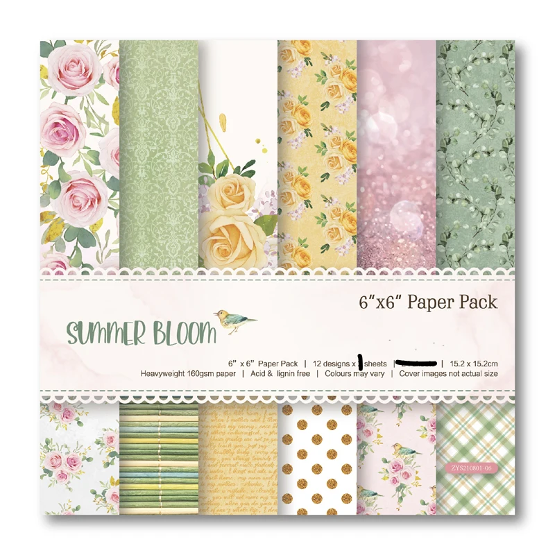 

KSCRAFT 12 листов, летние цветущие бумажные подкладки для скрапбукинга, бумажные оригами, бумажные открытки для рукоделия, бумажные подкладки д...