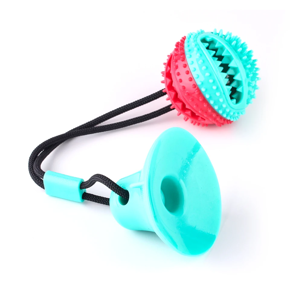 

Pet Dog Toy Silicone Suction Cup Tug Multifunction Dog Chew Toy with Teeth Cleaning Food Dispensing Feature Sucker Pull Rope Toy
