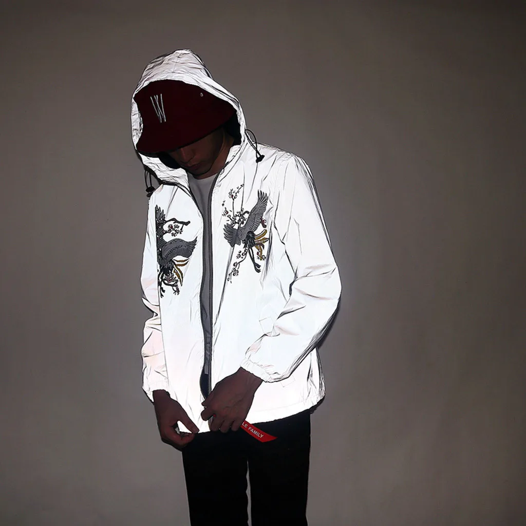 Светоотражающая куртка для мужчин/wo Мужская ветровка в стиле Харадзюку уличная с