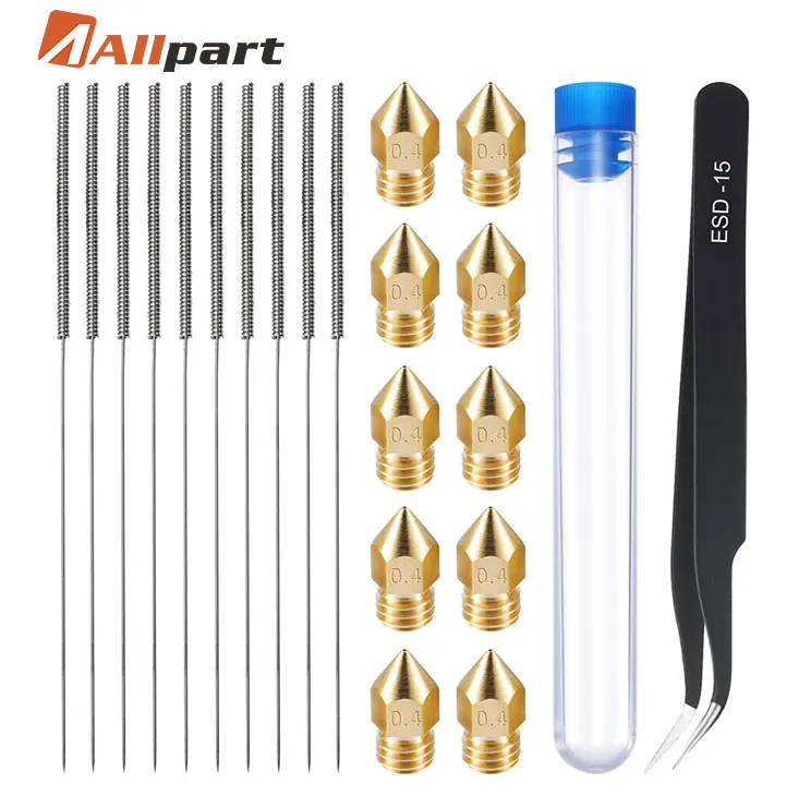 3D Printer Nozzle and Cleaning Kit 0.4 Mm Mk8 Nozzles Needles 1 Pack Tweezers Tool Stainless Steel No | Компьютеры и офис
