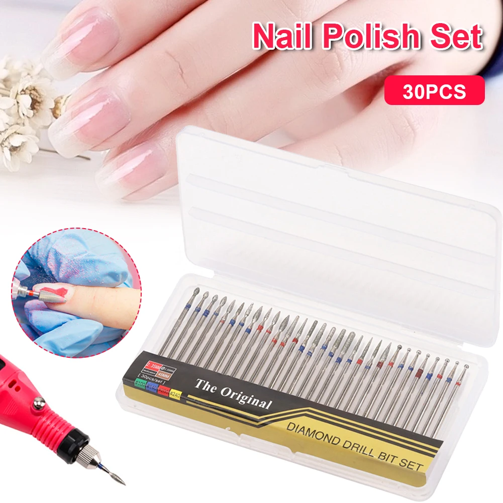 

30Pcs Nail Drill Bits Set Electric Cuticle Cleaner Nail File Bits for Acrylic Gel Polish Nails Manicure Tool Home Salon Use